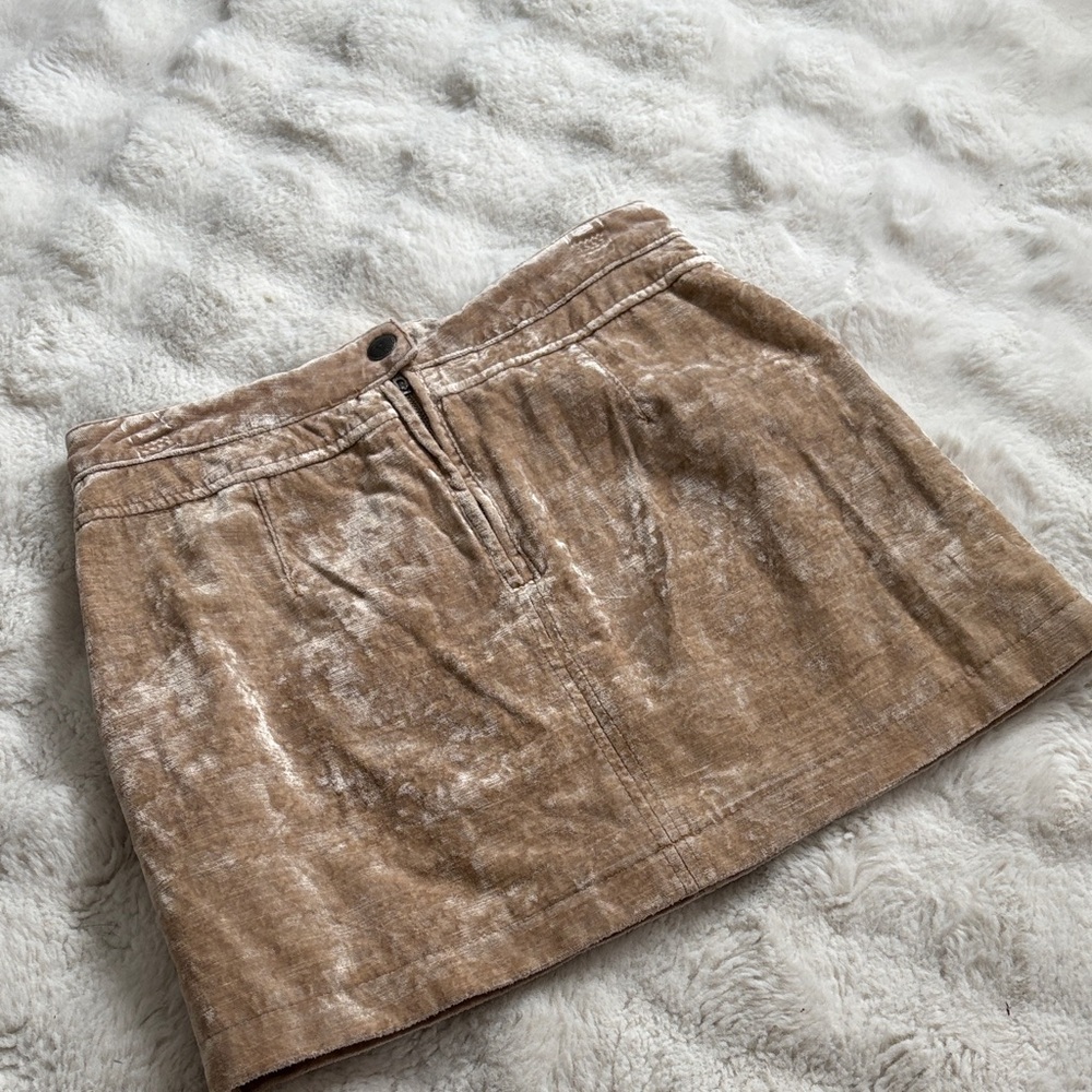 Free People Tan Velvet Mini Skirt